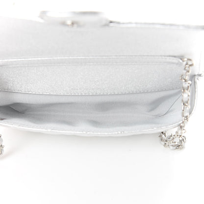 Chanel Metallic Lambskin Quilted Glasses Case With Chain Silver 5 of 12