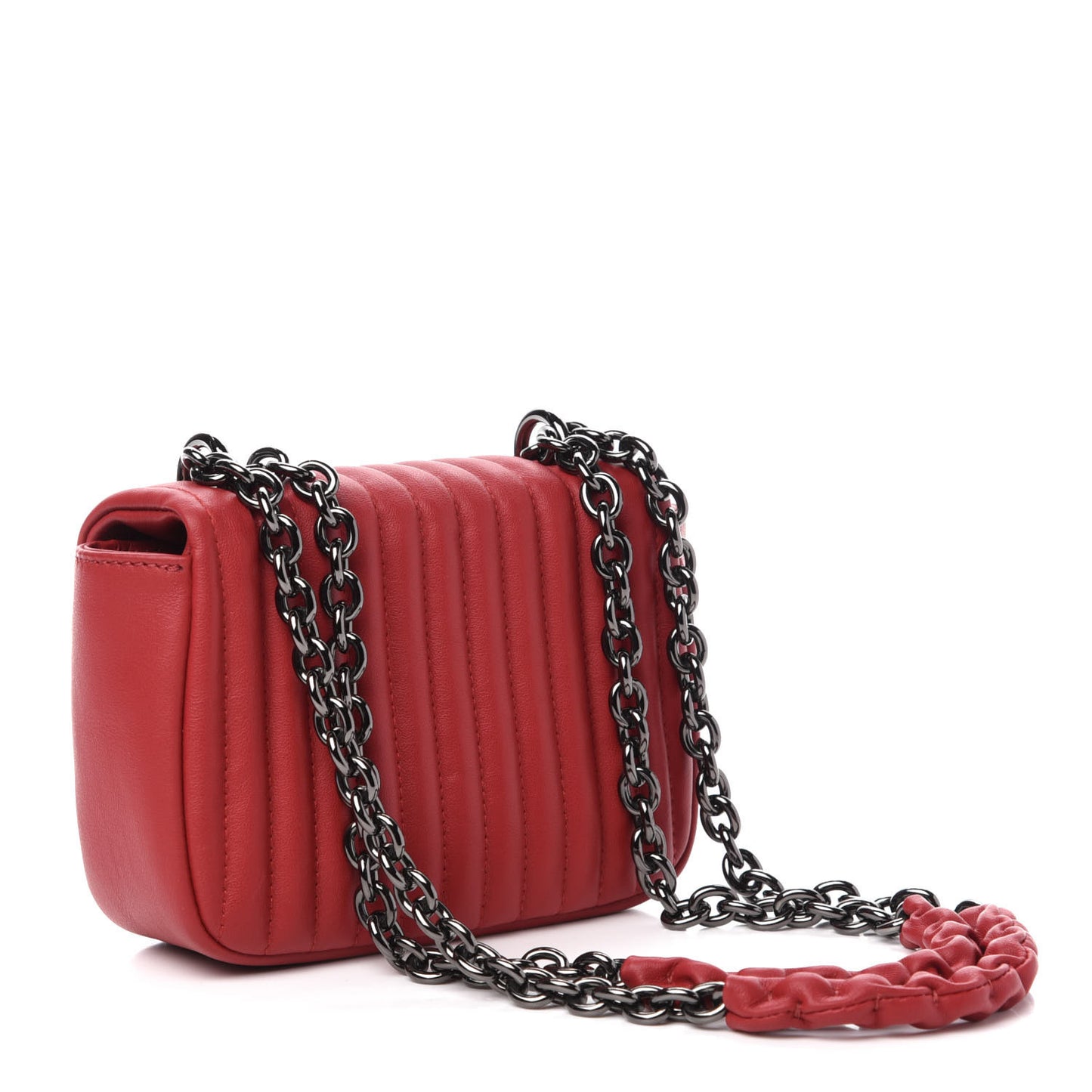 Calfskin Quilted Small Natalia Shoulder Bag Fire