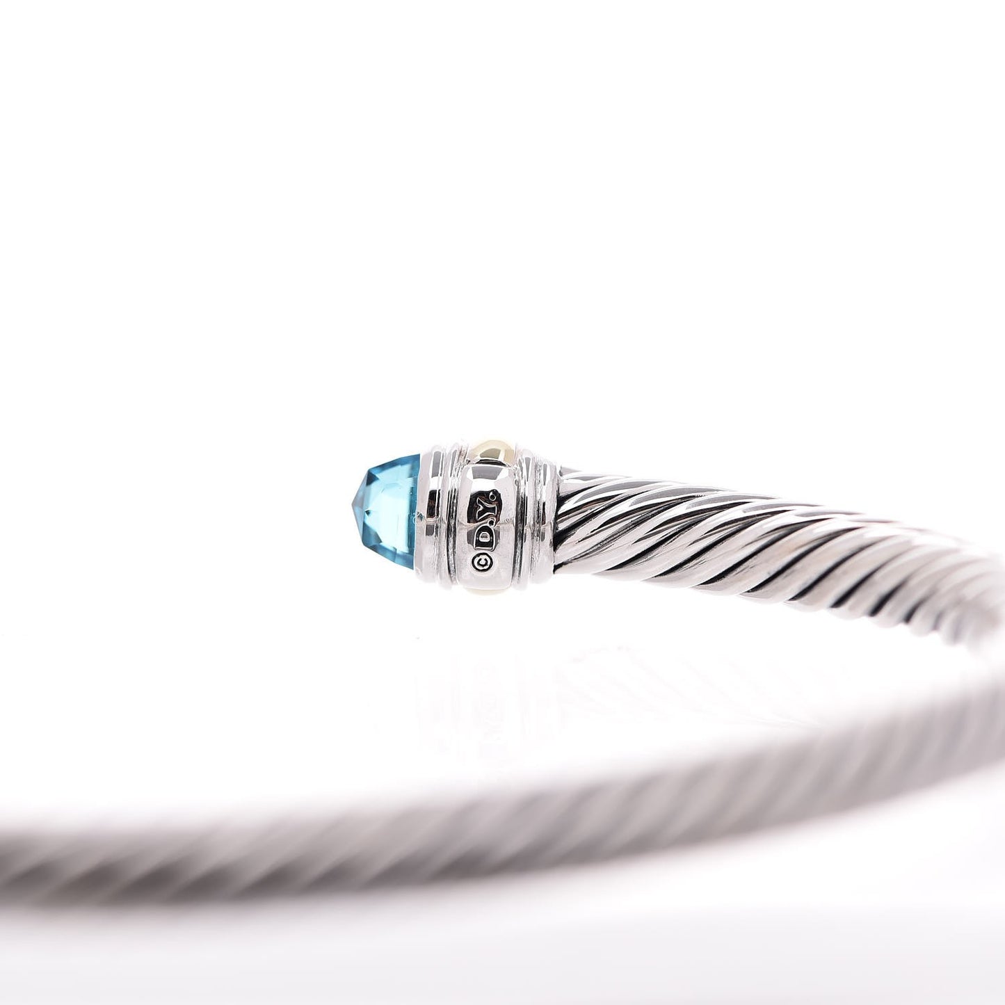 Sterling Silver 14K Yellow Gold Blue Topaz 5mm Cable Classics Bracelet