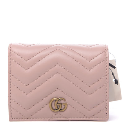Gucci Calfskin Matelasse GG Marmont Card Case Wallet Perfect Pink 1 of 8