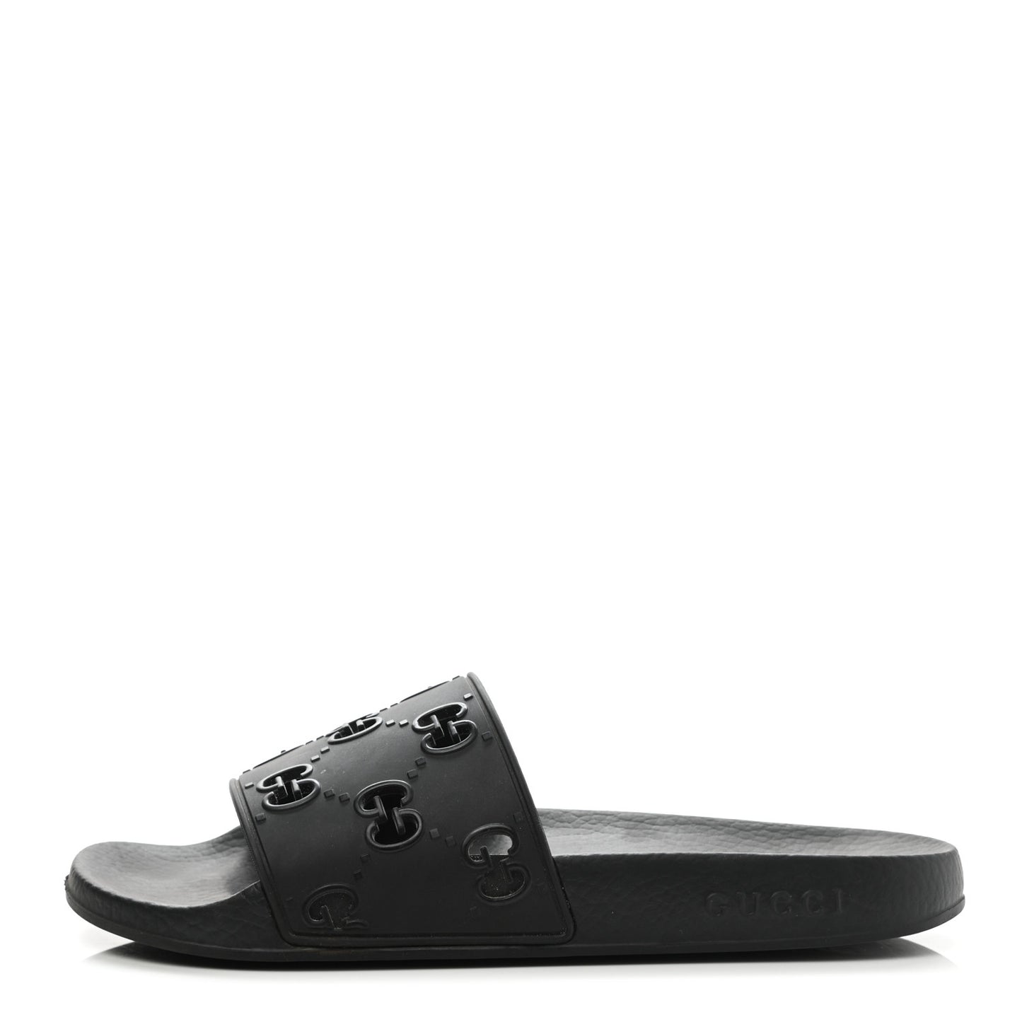 Rubber GG Monogram Perforated Womens Slide Sandals 40 Black
