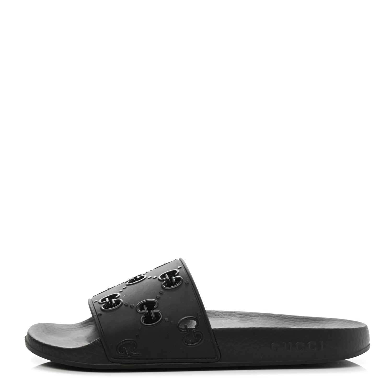 Gucci Rubber GG Monogram Perforated Womens Slide Sandals 40 Black 1 of 7