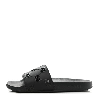 Gucci Rubber GG Monogram Perforated Womens Slide Sandals 40 Black 1 of 7