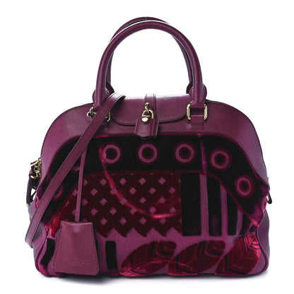 Burberry Calfskin Velvet Large Milverton Satchel Elderberry 1 of 11
