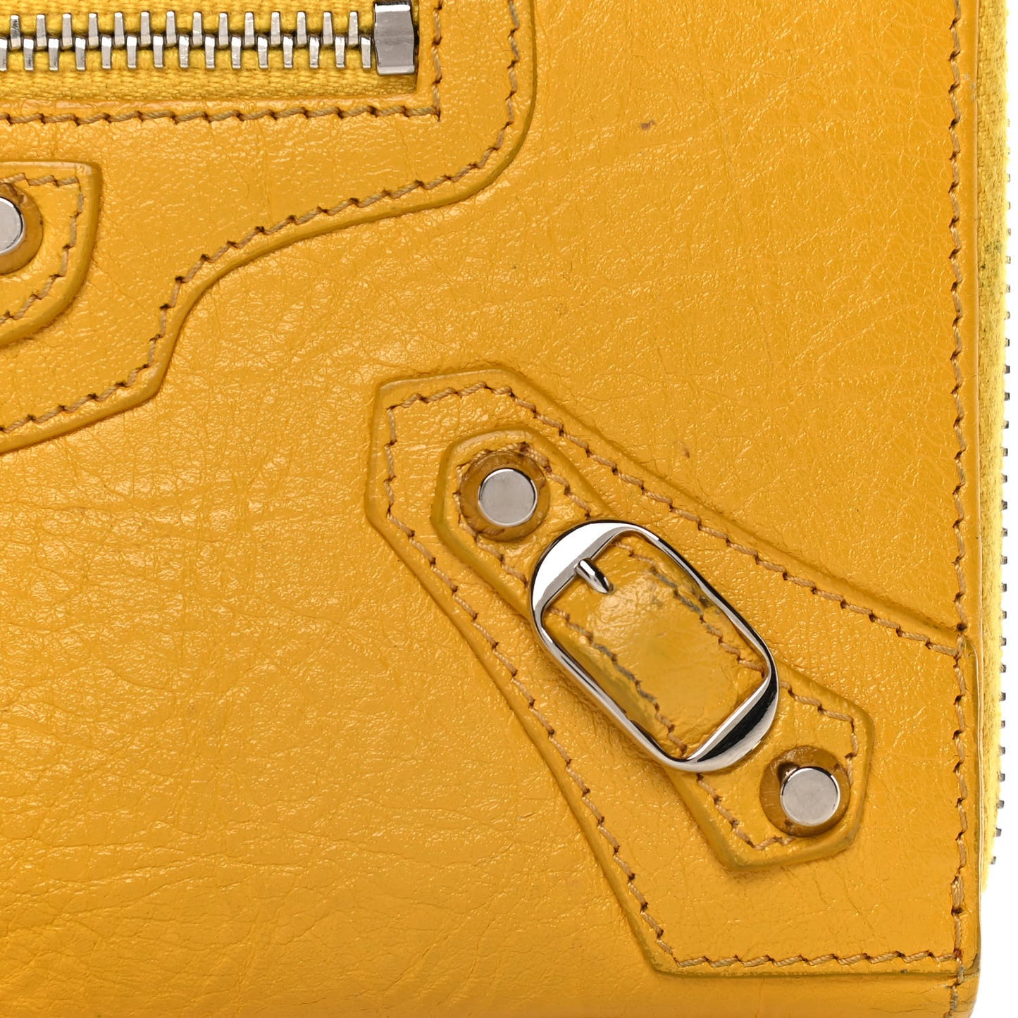 Agneau Classic Silver Hardware Continental Zip Around Jaune Epi