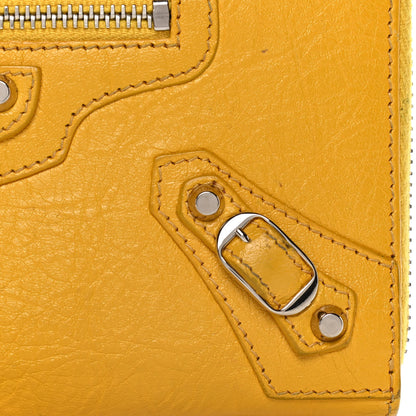 Balenciaga Agneau Classic Silver Hardware Continental Zip Around Jaune Epi 13 of 19