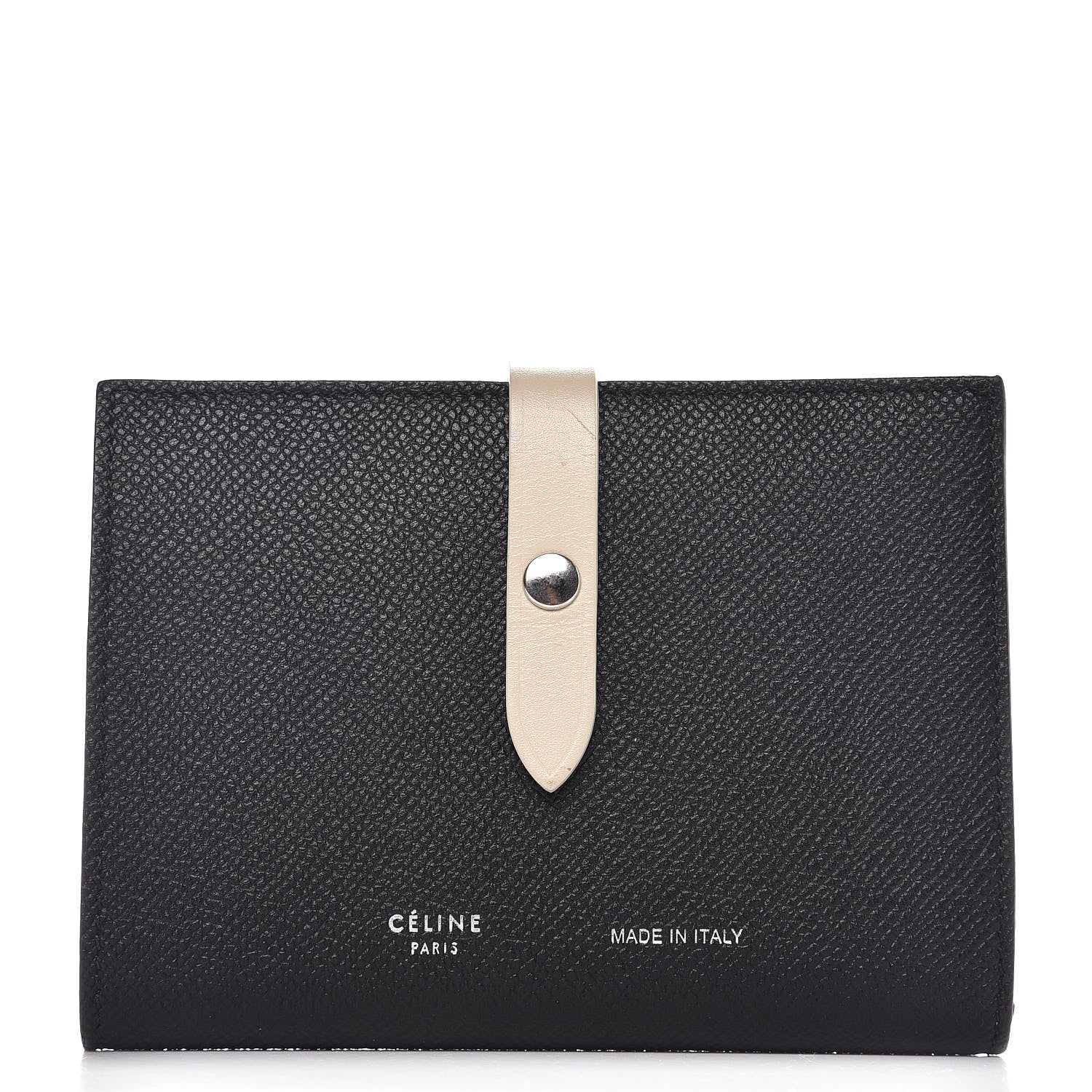 Celine Grained Calfskin Medium Multifunction Strap Wallet Black Chalk 1 of 9