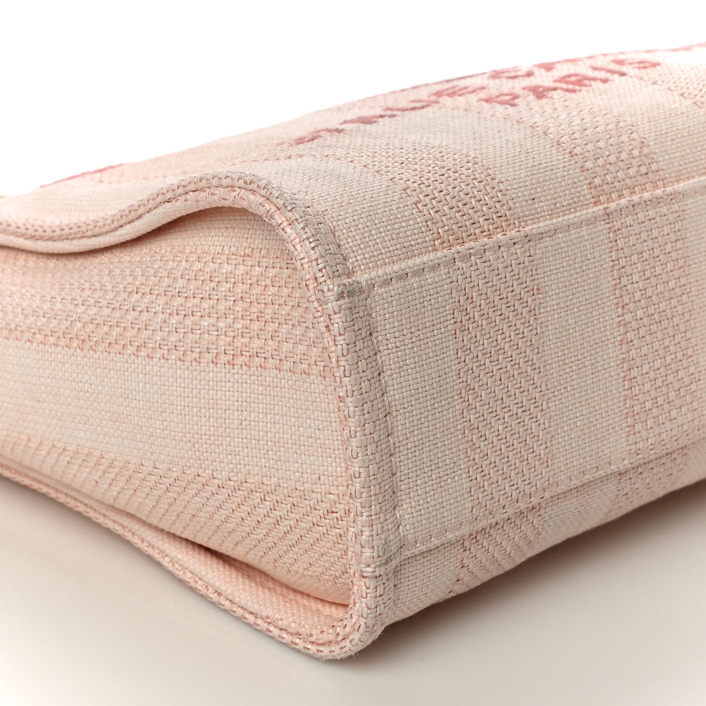 Mixed Fibers Calfskin Striped Mini Deauville Tote Pink