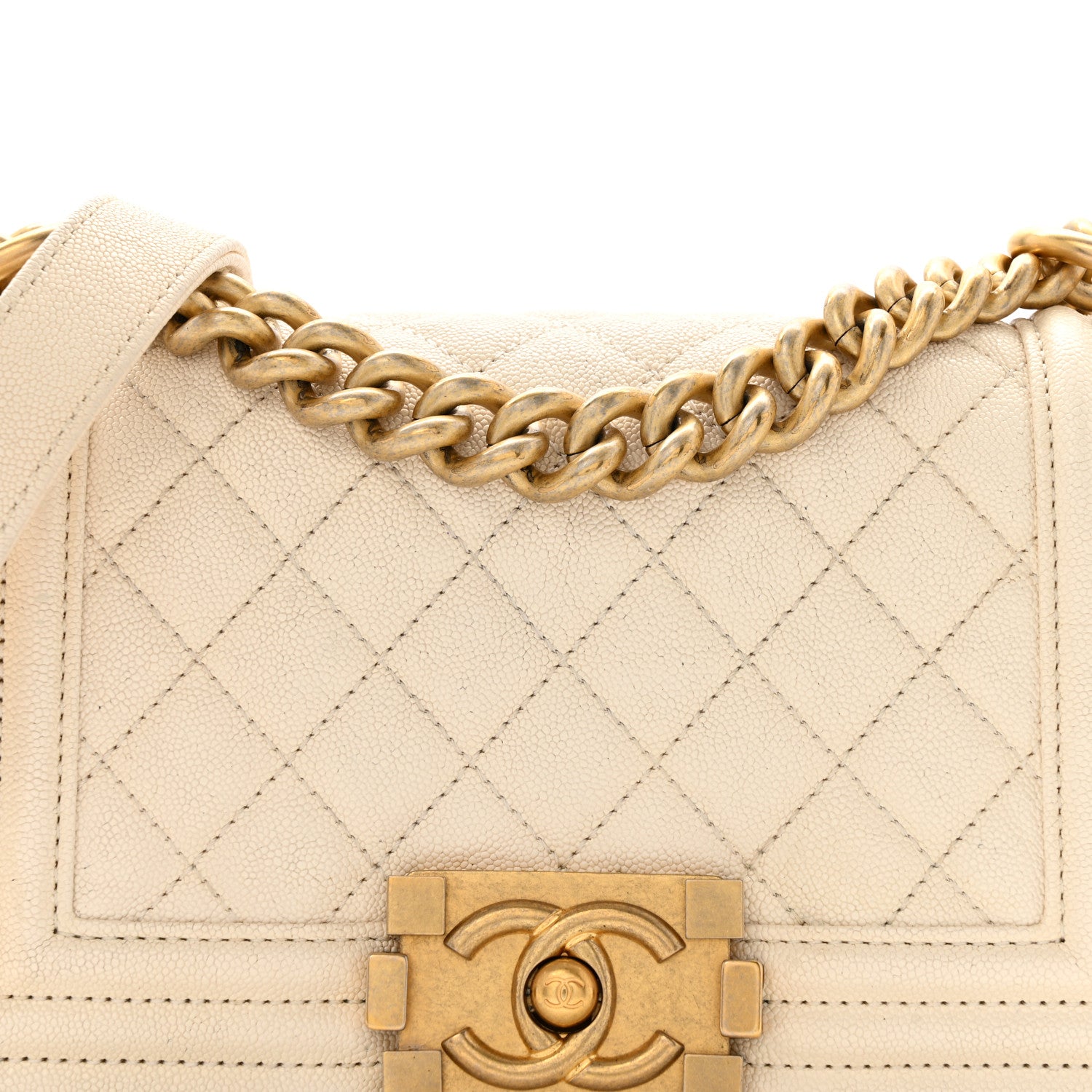 Chanel Caviar Quilted Small Boy Flap White 9 of 15