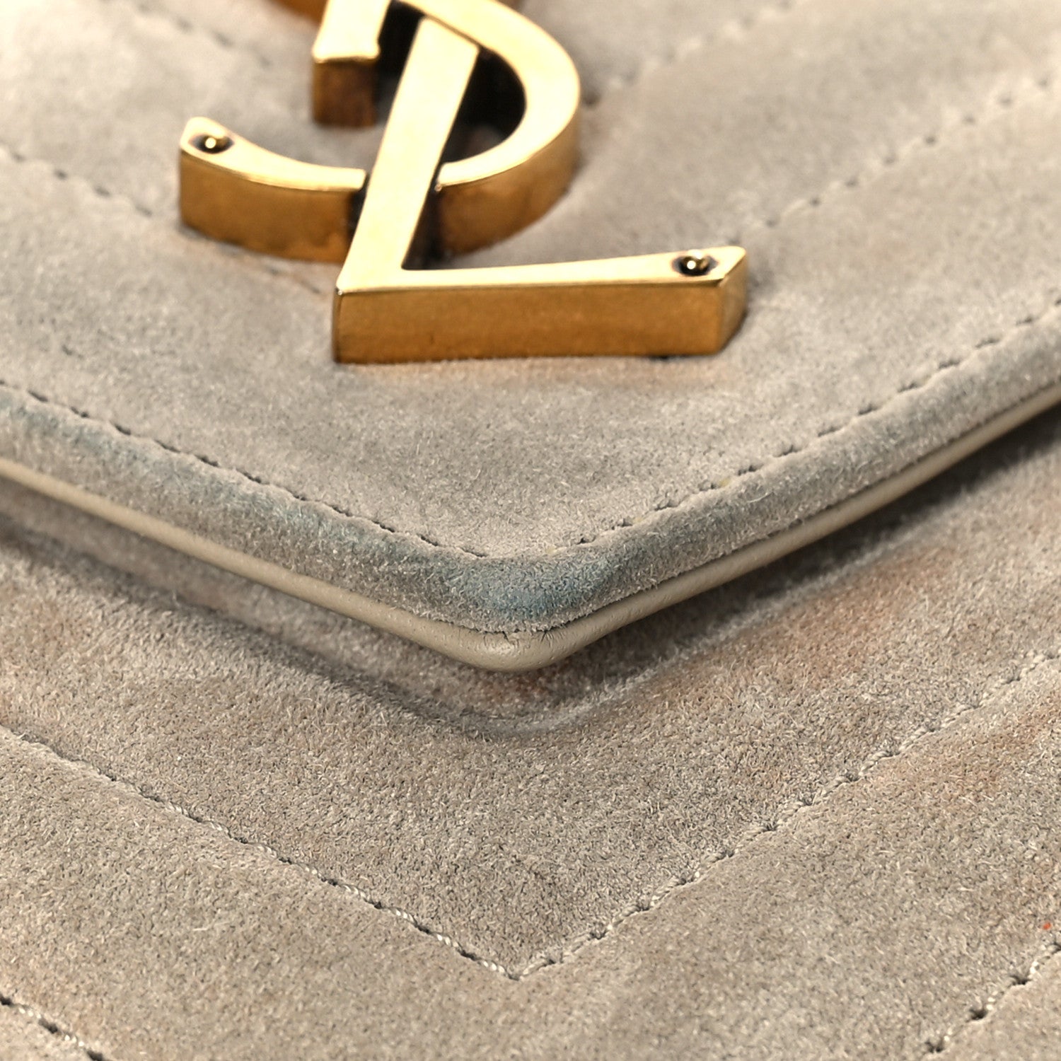 Saint Laurent Suede Matelasse Chevron Monogram Medium College Bag Crema Soft 8 of 10
