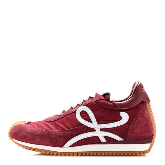 Nylon Suede Flow Runners Sneakers 35 Burgundy White