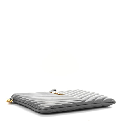Saint Laurent Calfskin Matelasse Chevron Monogram A5 Wristlet Earth 4 of 9