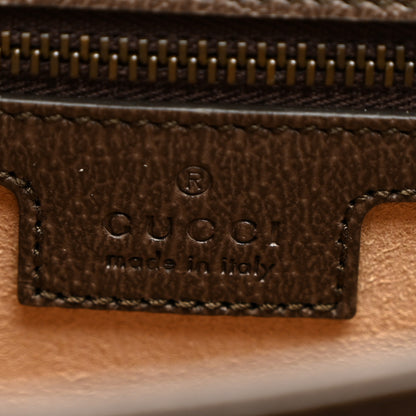 Gucci GG Supreme Monogram Textured Dollar Calfskin Web Small Ophidia Padlock Top Handle Bag Beige Ebony New Acero 5 of 9