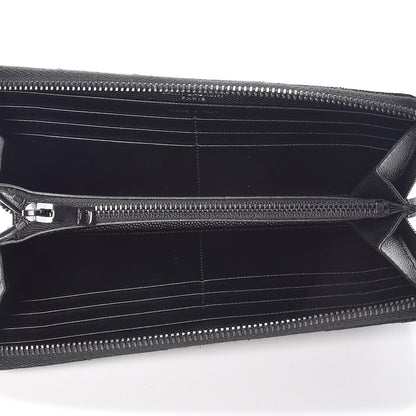 Saint Laurent Grain De Poudre Matelasse Chevron Monogram Zip Around Wallet Black 5 of 11