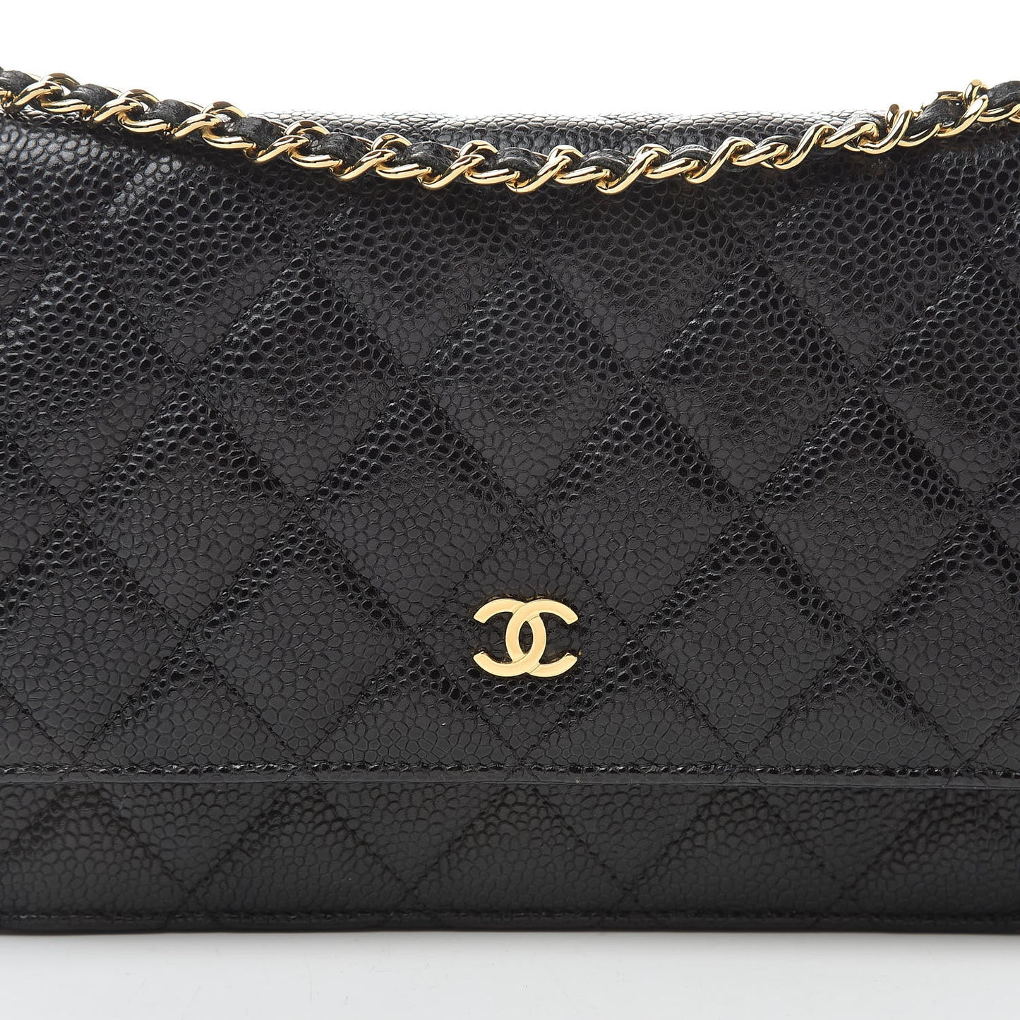 Caviar Quilted Wallet On Chain WOC Black