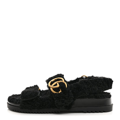 Gucci Merino Wool Interlocking G Dad Sandals 37 Black 1 of 9