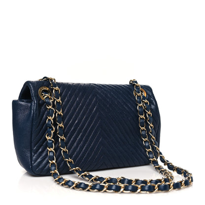 Chanel Calfskin Surpique Chevron Small Flap Navy 3 of 10