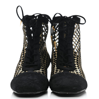 Christian Dior Suede Laminated Resille Naughtily-D 30mm Ankle Boots 38.5 Black Gold 2 of 10