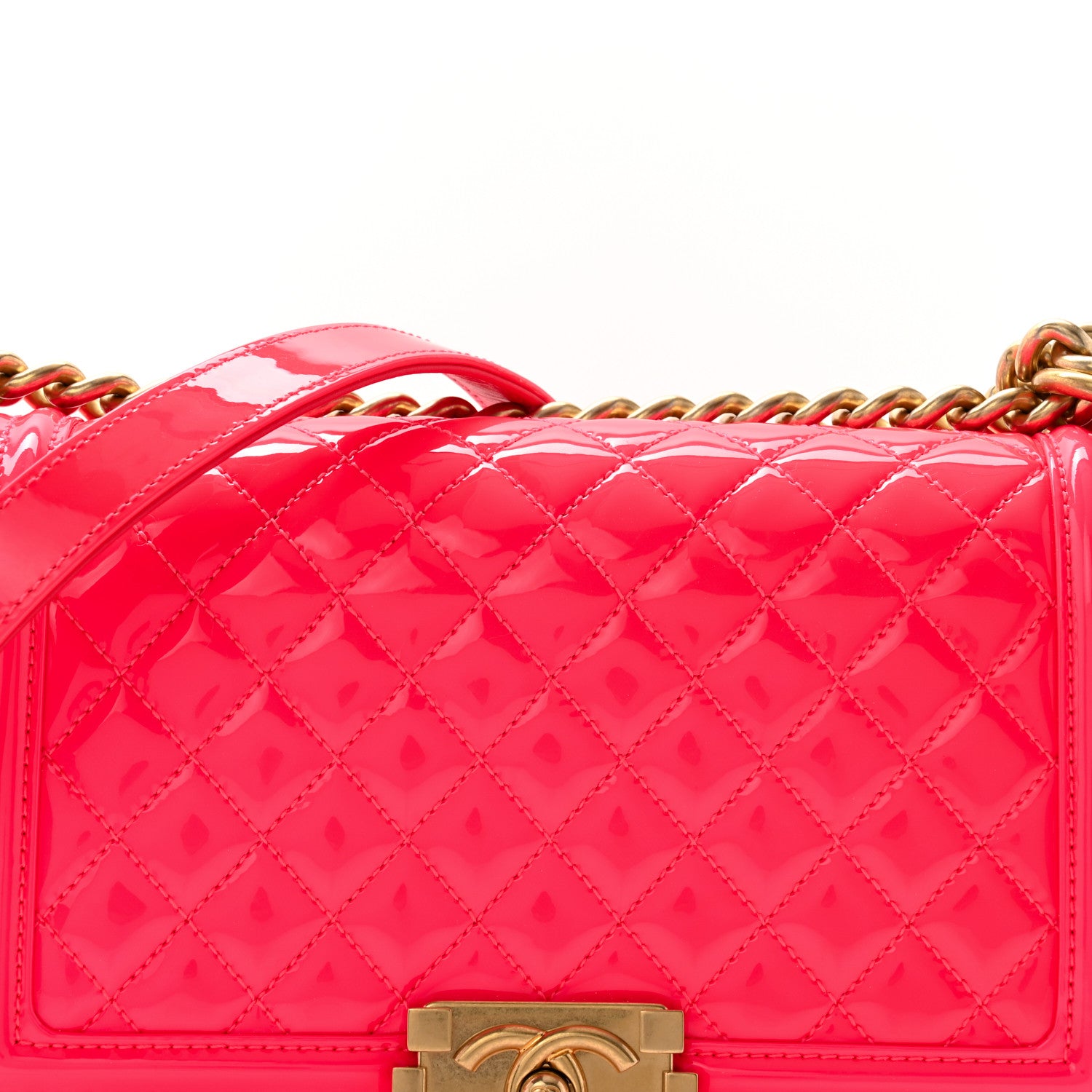 Chanel Patent Quilted Medium Boy Flap Pink 8 of 11