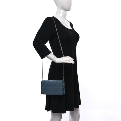 Christian Dior Patent Cannage Lady Dior Convertible Clutch Cloud Blue 2 of 9