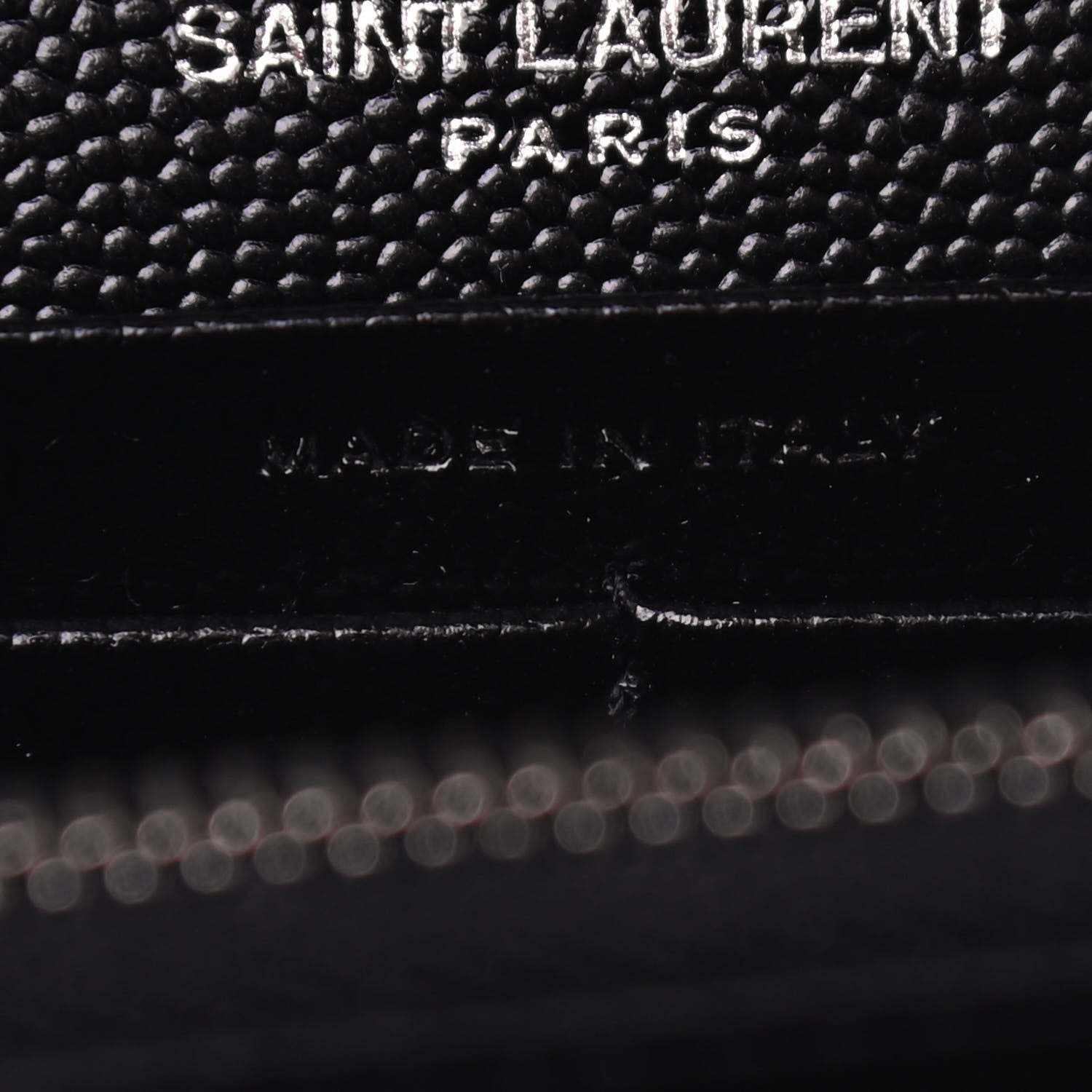 Saint Laurent Grain De Poudre Matelasse Chevron Monogram Chain Wallet Black 7 of 9