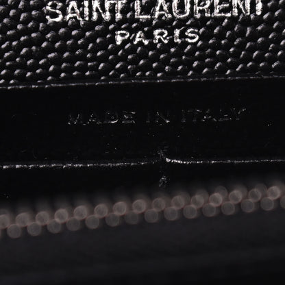 Saint Laurent Grain De Poudre Matelasse Chevron Monogram Chain Wallet Black 7 of 9