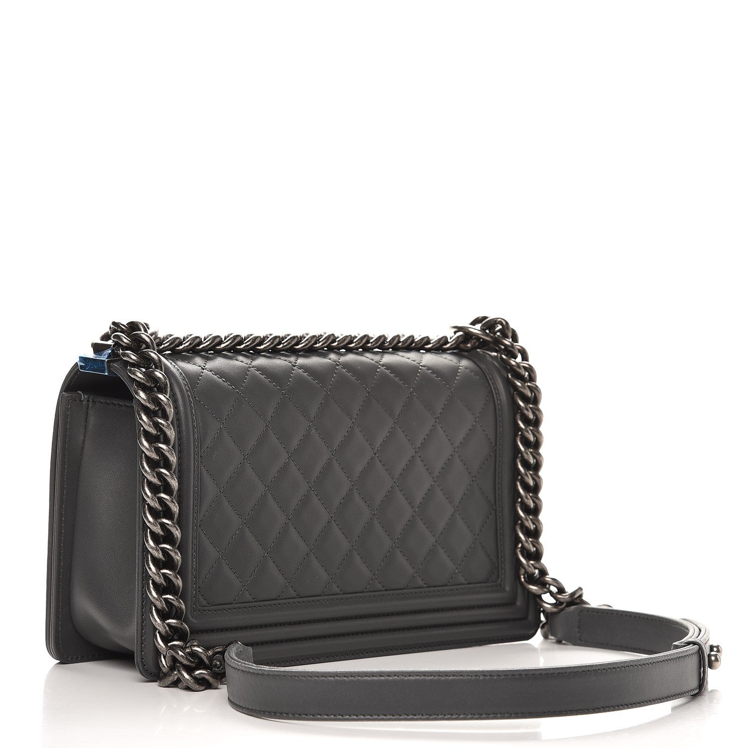 Chanel Lambskin Quilted Medium Boy Flap Dark Grey 3 of 8