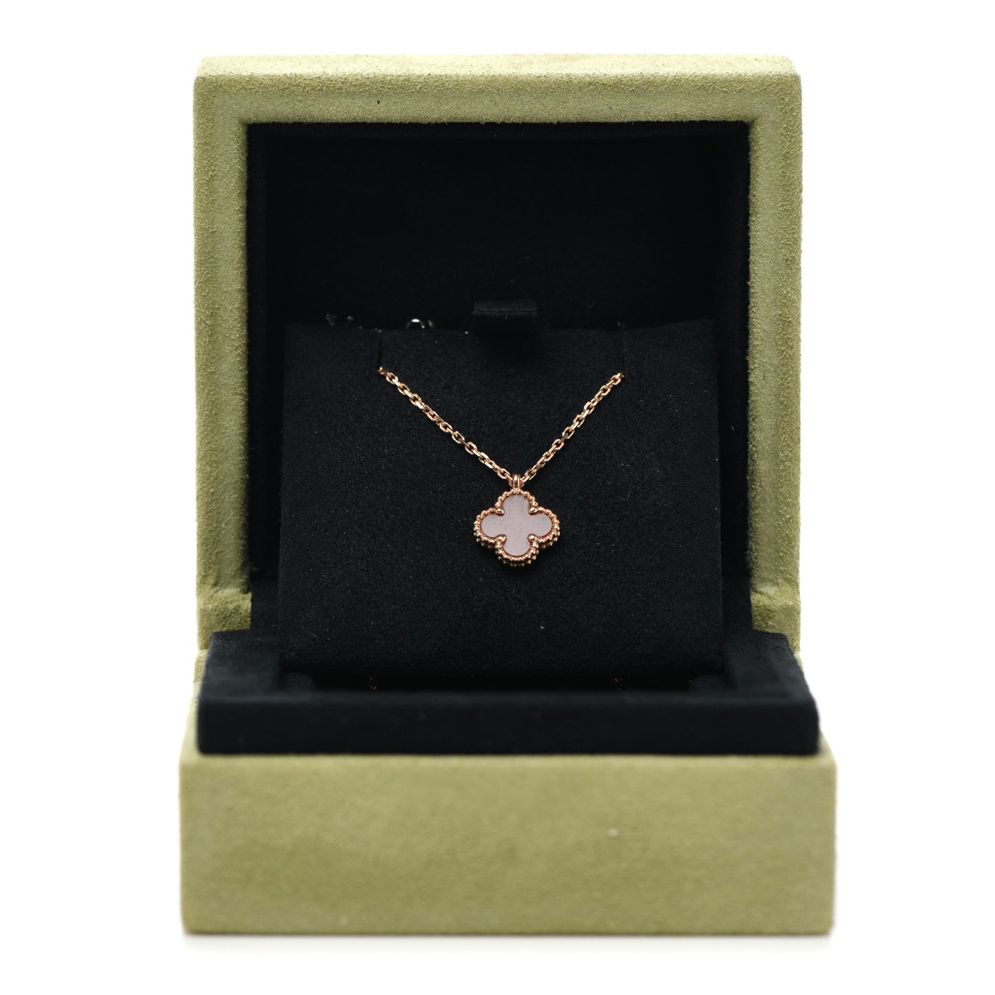 18K Rose Gold Carnelian Sweet Alhambra Pendant Necklace