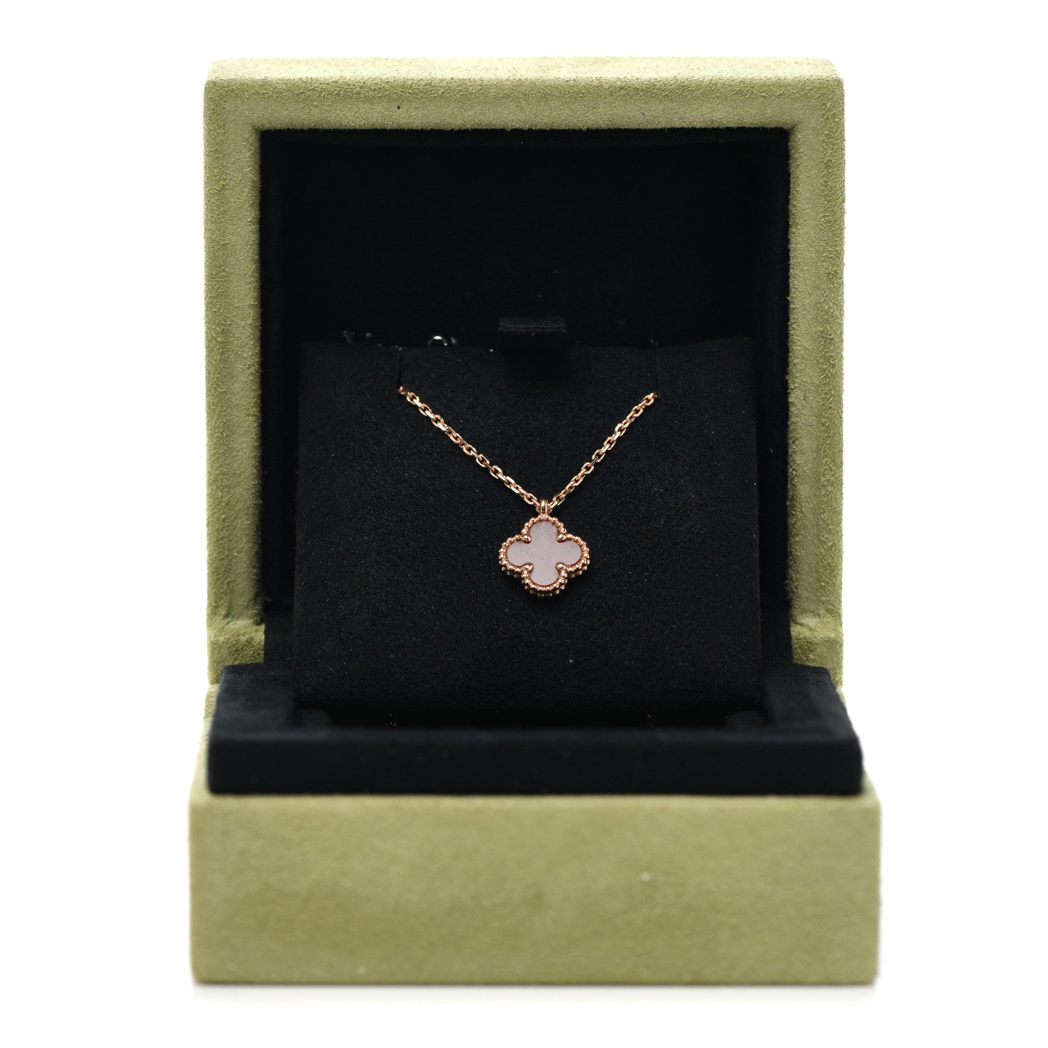 Van Cleef & Arpels 18K Rose Gold Carnelian Sweet Alhambra Pendant Necklace 7 of 7