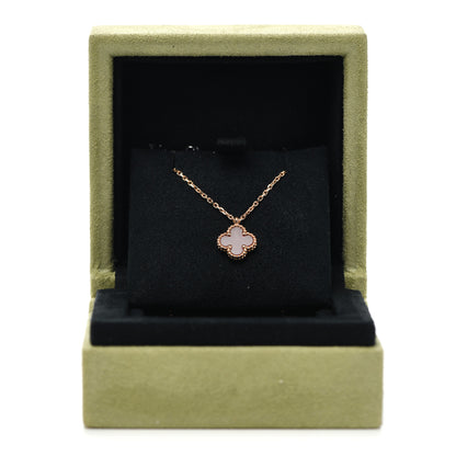 Van Cleef & Arpels 18K Rose Gold Carnelian Sweet Alhambra Pendant Necklace 7 of 7