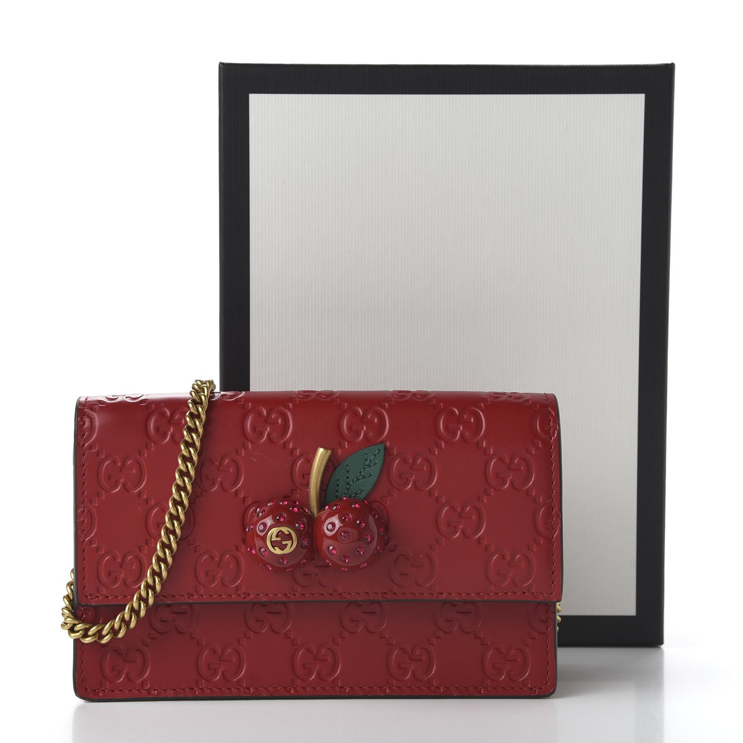 Gucci Guccissima Mini Cherry Chain Bag Hibiscus Red 10 of 10