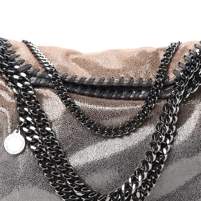 Stella McCartney Metallic Shaggy Deer Degrade Mini Falabella Fold Over Tote Taupe Gold Silver 11 of 11