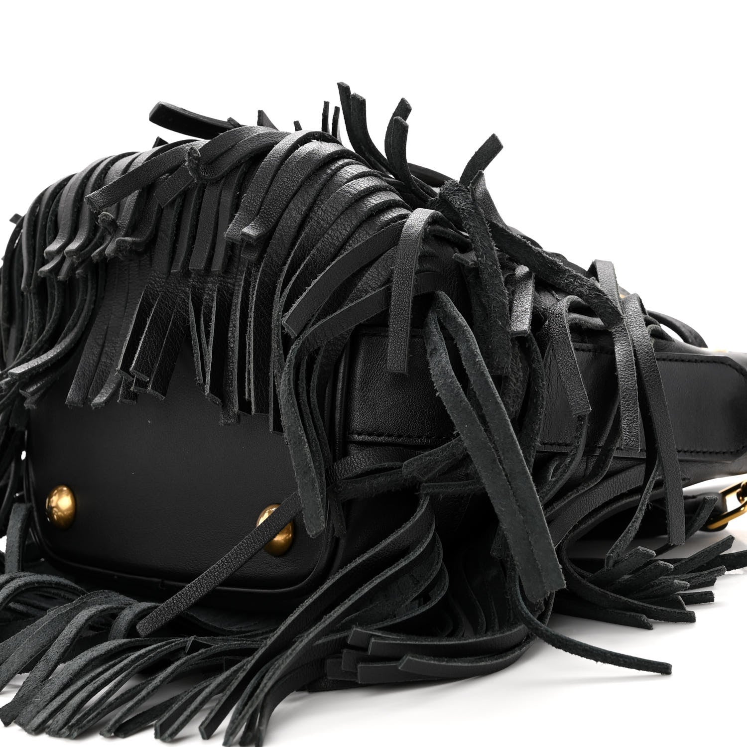 Saint Laurent Calfskin Small Emmanuelle Fringe Hobo Bag Black 9 of 11