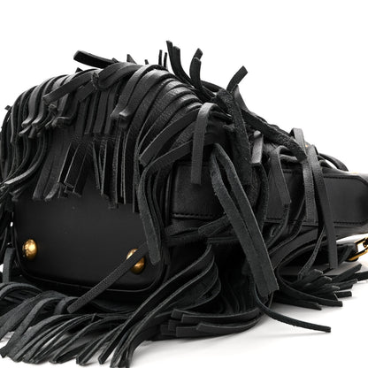 Saint Laurent Calfskin Small Emmanuelle Fringe Hobo Bag Black 9 of 11