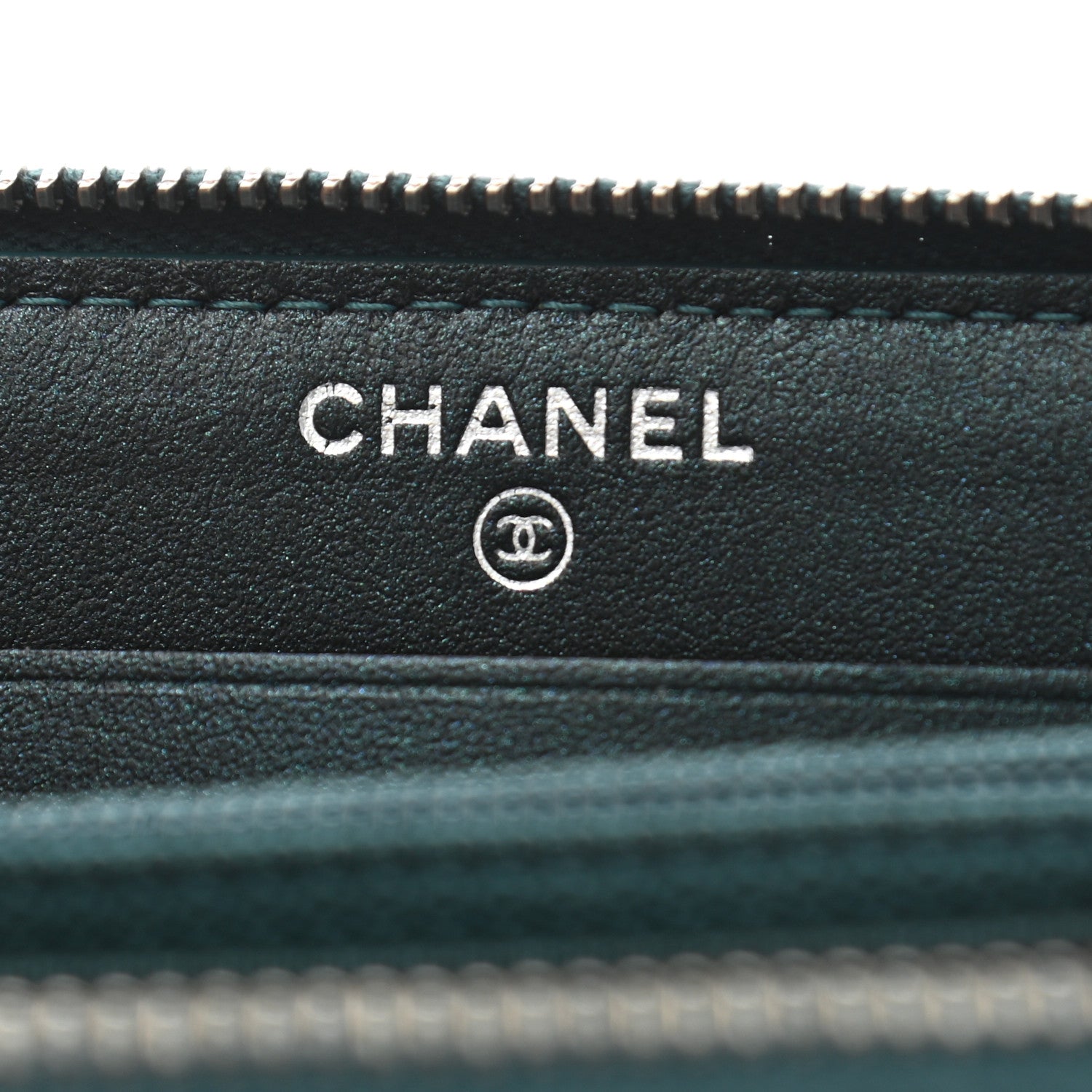 Chanel Iridescent Caviar Quilted Medium Filigree Zip Around Wallet Dark Turquoise 6 of 9