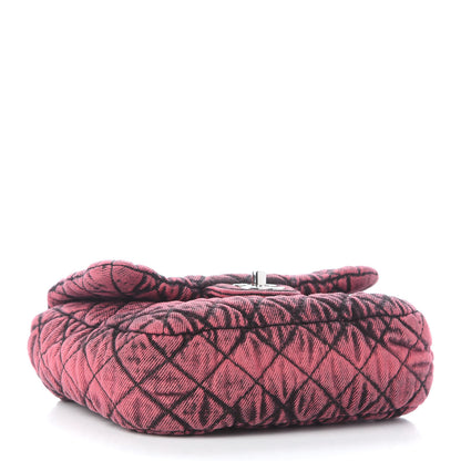 Chanel Washed Denim Quilted Small Denimpression Flap Red Black 4 of 9