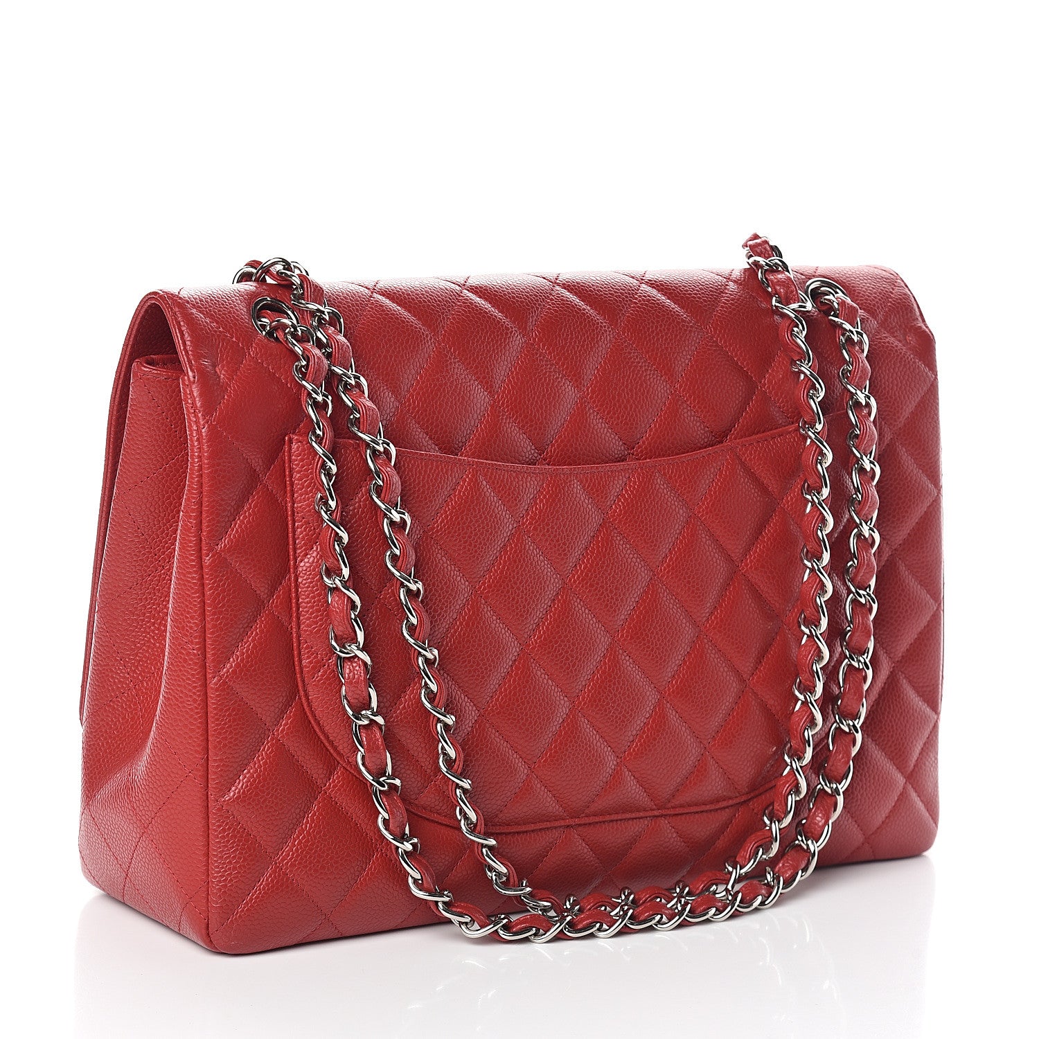 Chanel Caviar Quilted Maxi Single Flap Red 2 of 8