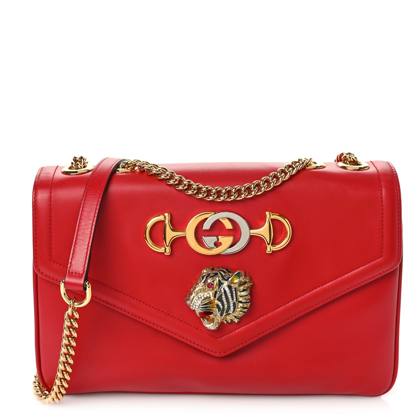 Vitello Palmellato Lux Crystal Medium Rajah Shoulder Bag Hibiscus Red Multicolor