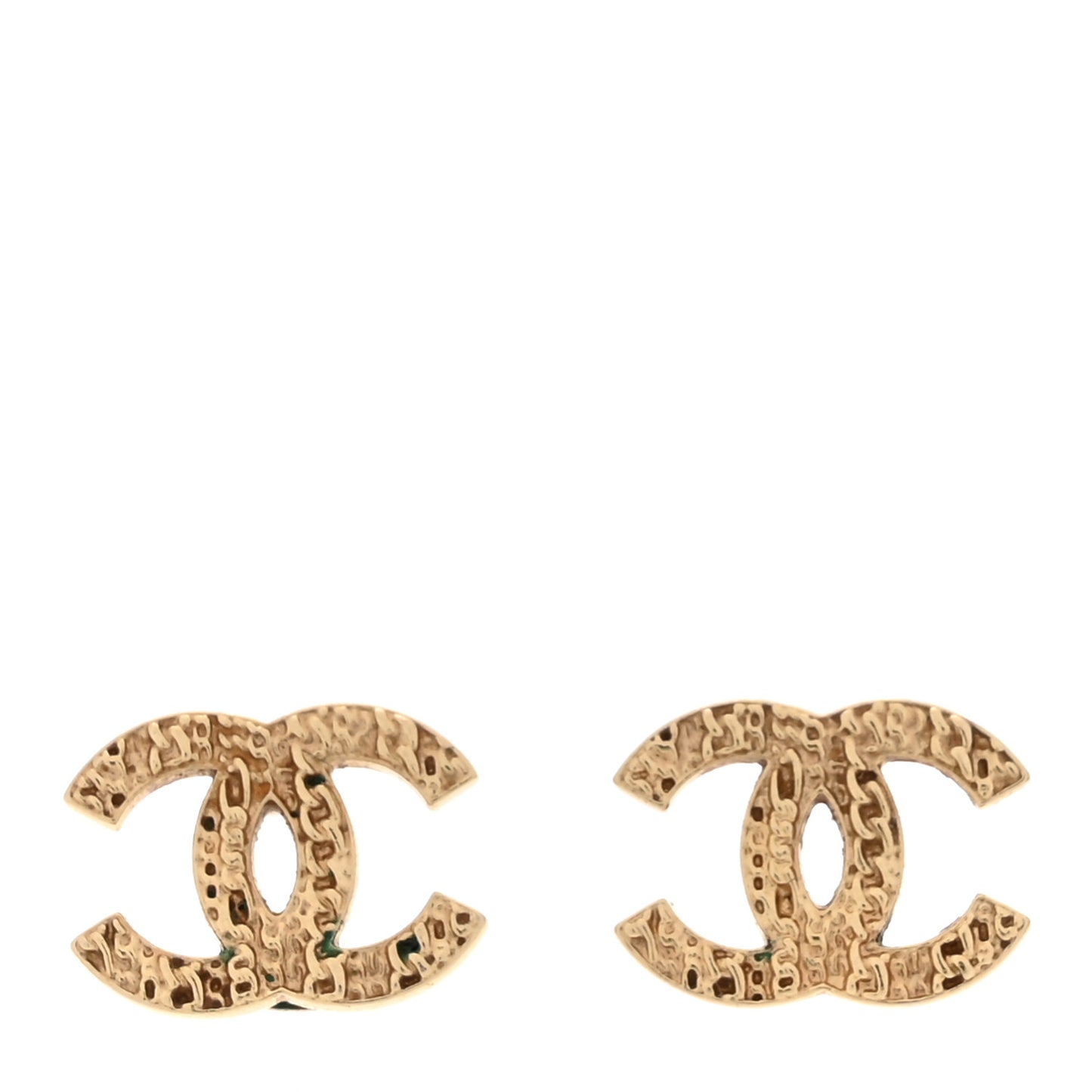 Metal Textured CC Earrings Gold