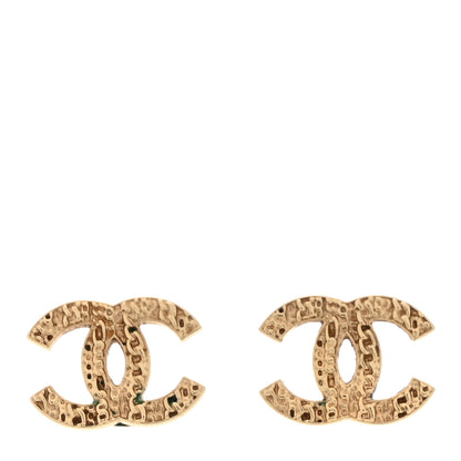 Chanel Metal Textured CC Earrings Gold 1 of 6