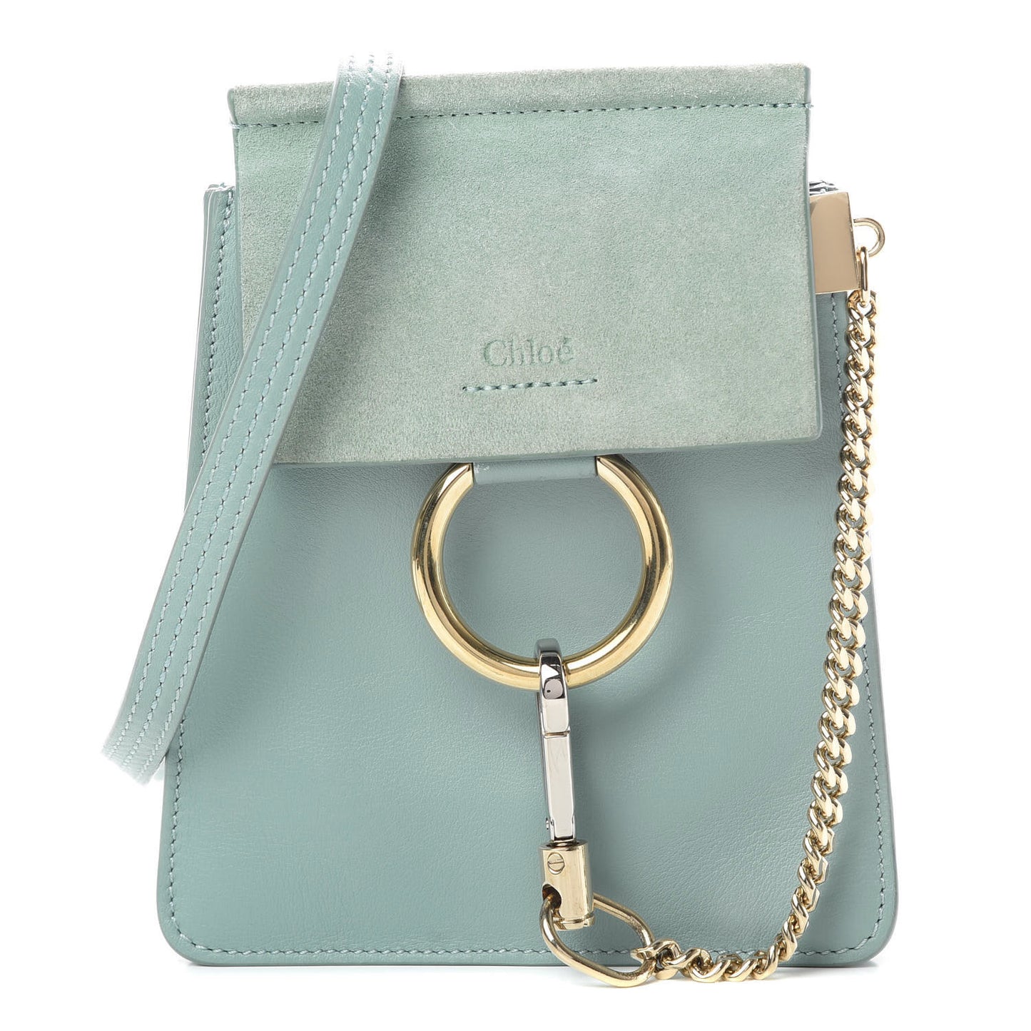 Suede Calfskin Mini Faye Bracelet Bag Cloudy Blue