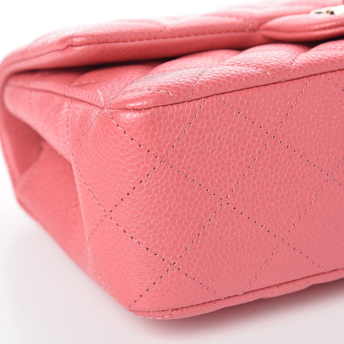 Iridescent Caviar Quilted Mini Rectangular Flap Pink