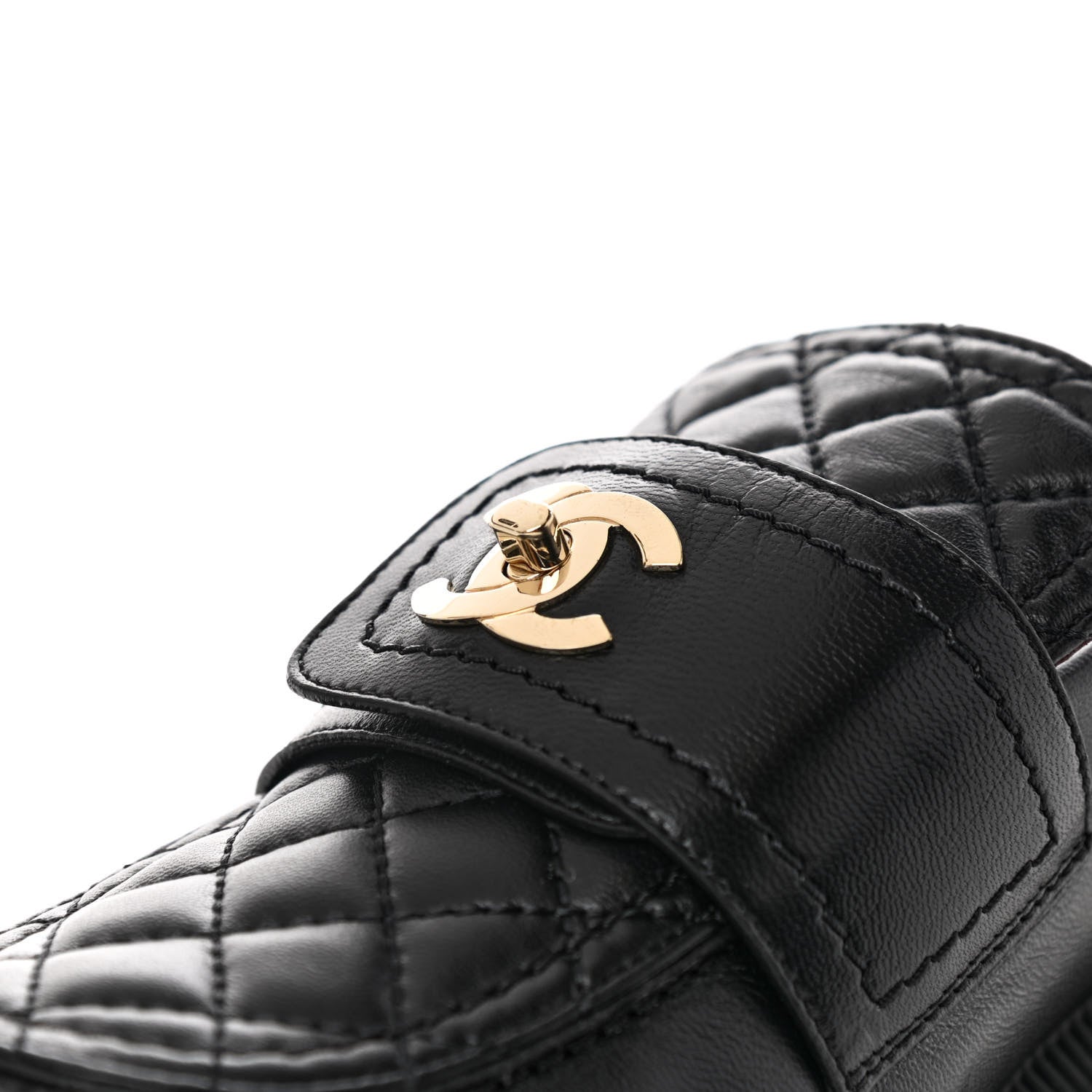 Chanel Lambskin Quilted CC Turnlock Loafers 37 Black 10 of 10