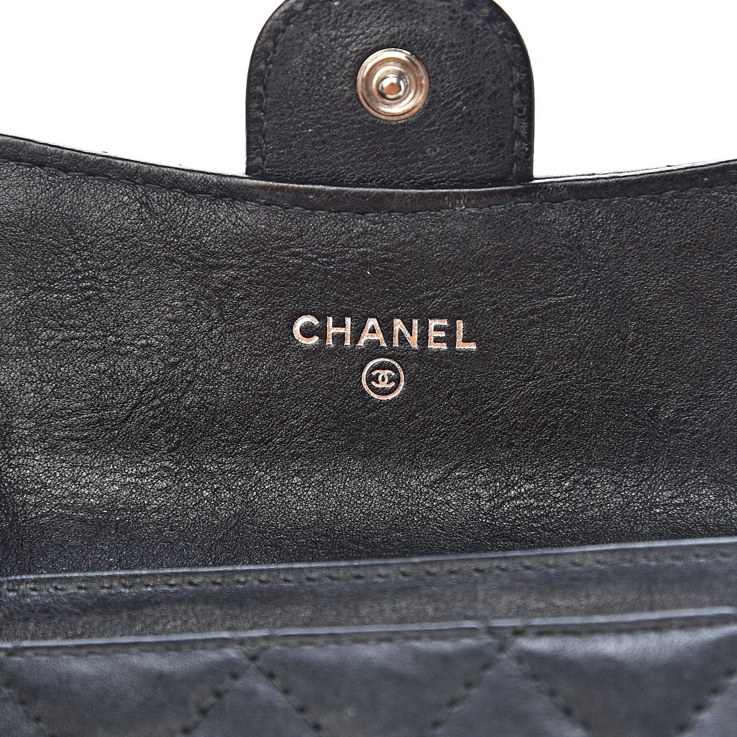 Chanel Crumpled Calfskin Quilted Flap Card Holder Wallet So Black 6 of 9