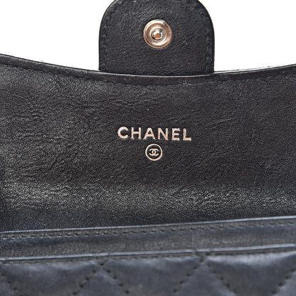 Chanel Crumpled Calfskin Quilted Flap Card Holder Wallet So Black 6 of 9