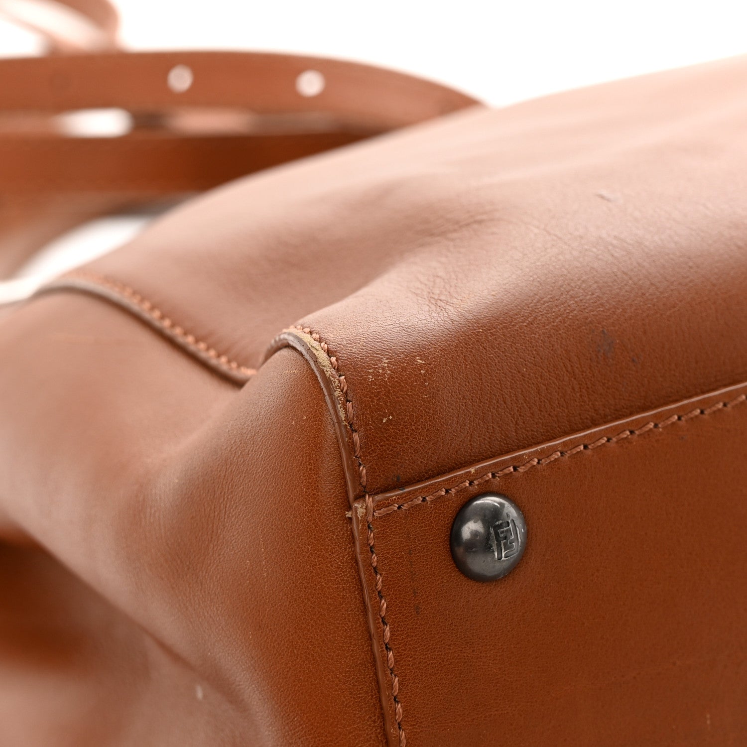 Fendi Vitello Suede Medium Peekaboo Iconic Satchel Cuoio Rame Moro 17 of 20