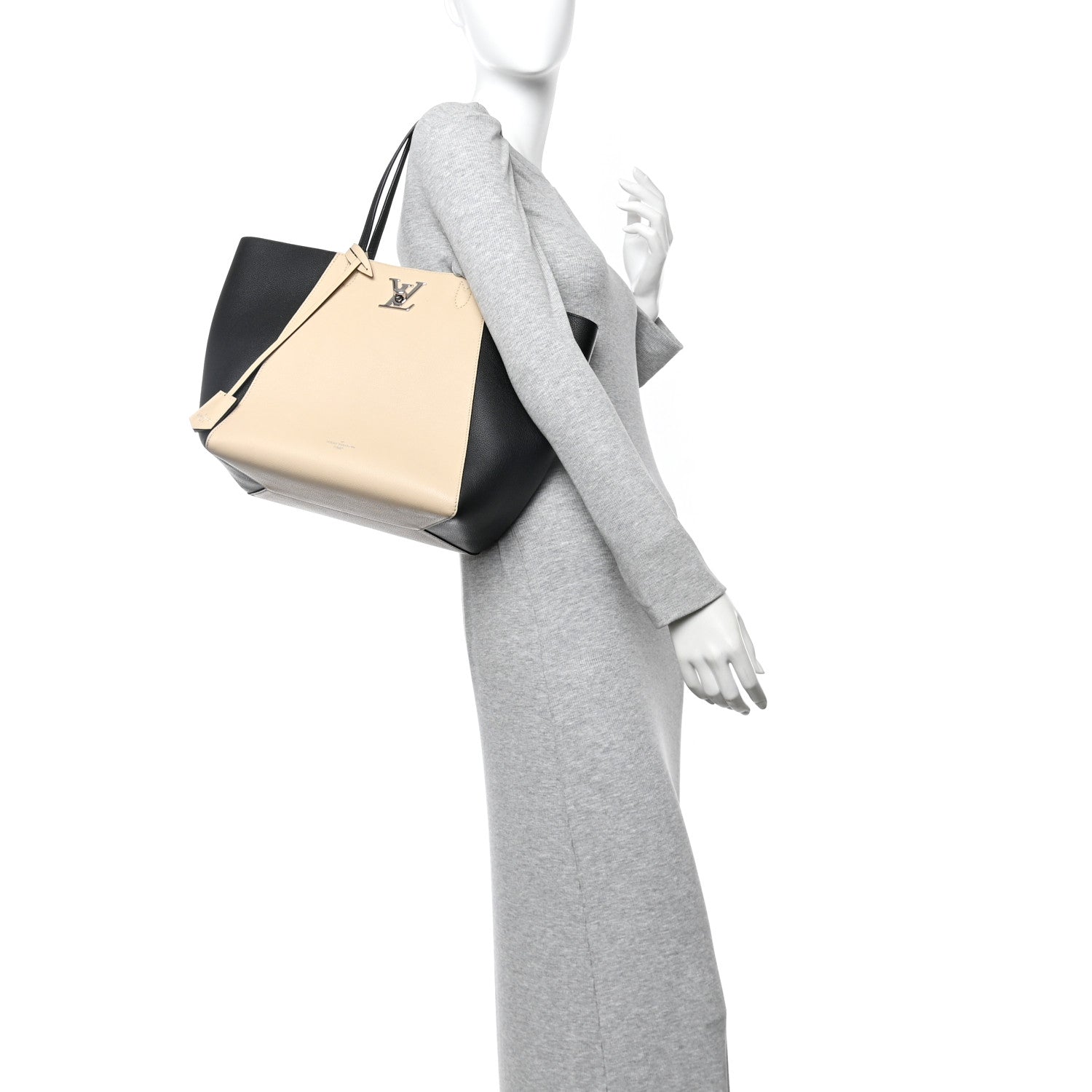 Louis Vuitton Calfskin Lockme Cabas Vanille Black 2 of 11