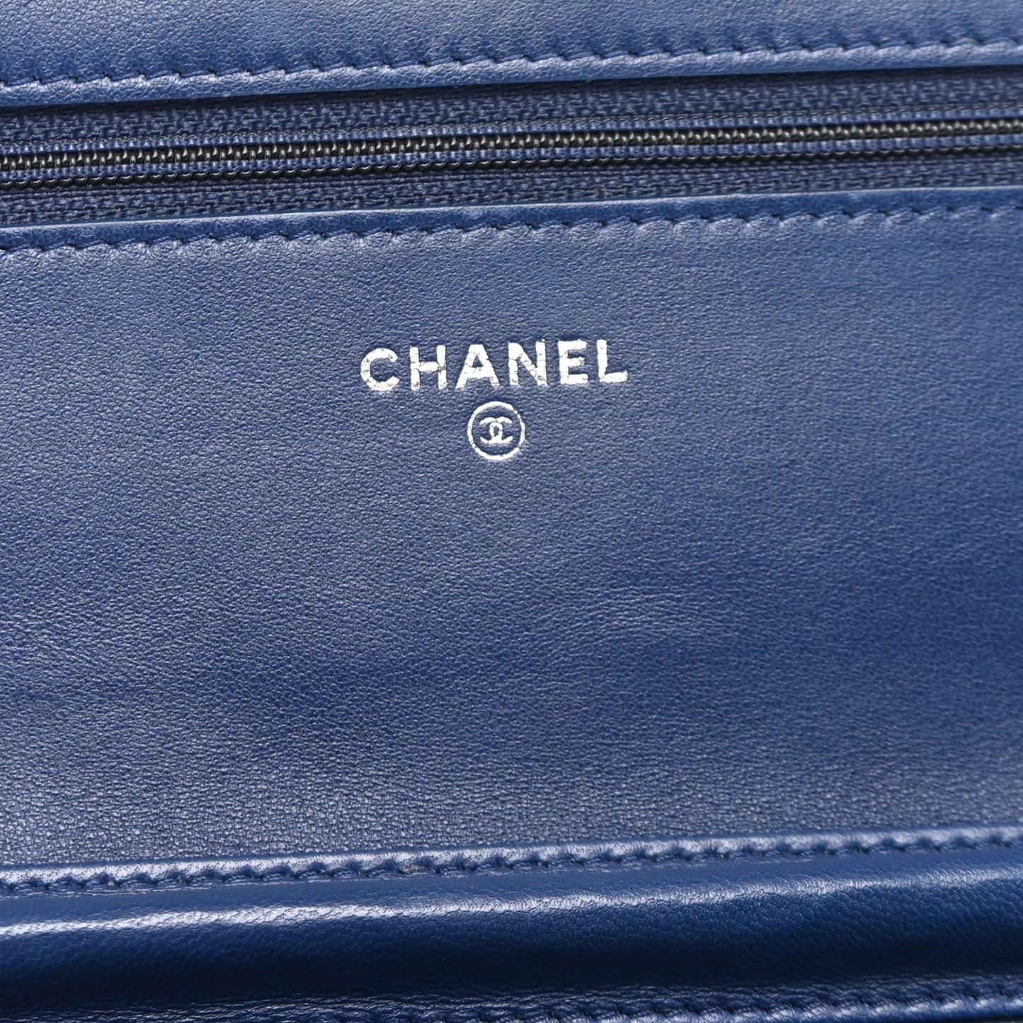 Patent Calfskin Quilted Reissue Wallet On Chain WOC Dark Navy Blue