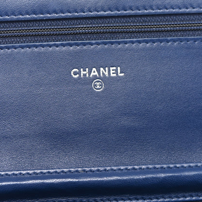 Chanel Patent Calfskin Quilted Reissue Wallet On Chain WOC Dark Navy Blue 6 of 13