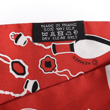 Hermes Silk Les Flacons Bandana Twilly Marine Rouge White 4 of 4